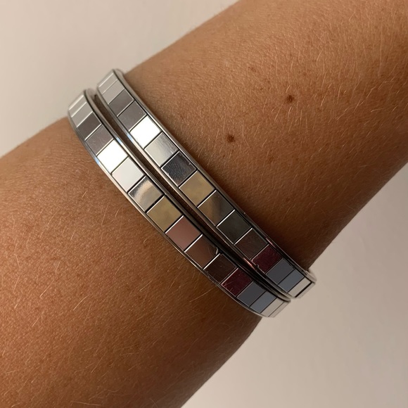 Two silver tone mirrored bangles - Picture 7 of 8